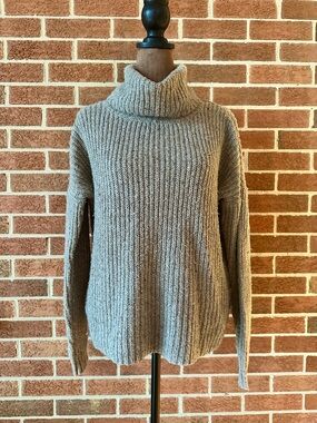 Soft joie Knit Chunky Pullover Sweater Beige Turtleneck Long Sleeve, Size XS